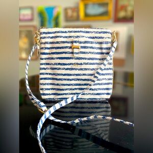 Scout Hepburn Blue and White Shipshape Chalkline Printed Crossbody Bag NWOT